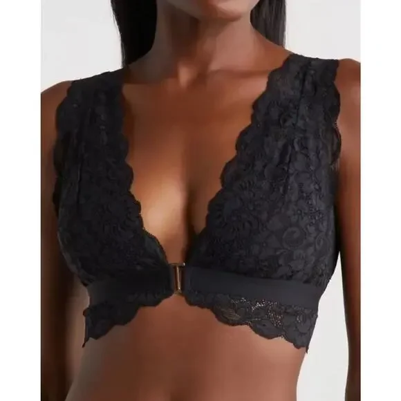 Free People We Are Hah Got Ur Back Bra Size XS in Noir Black Lace Adjustable - Picture 2 of 11